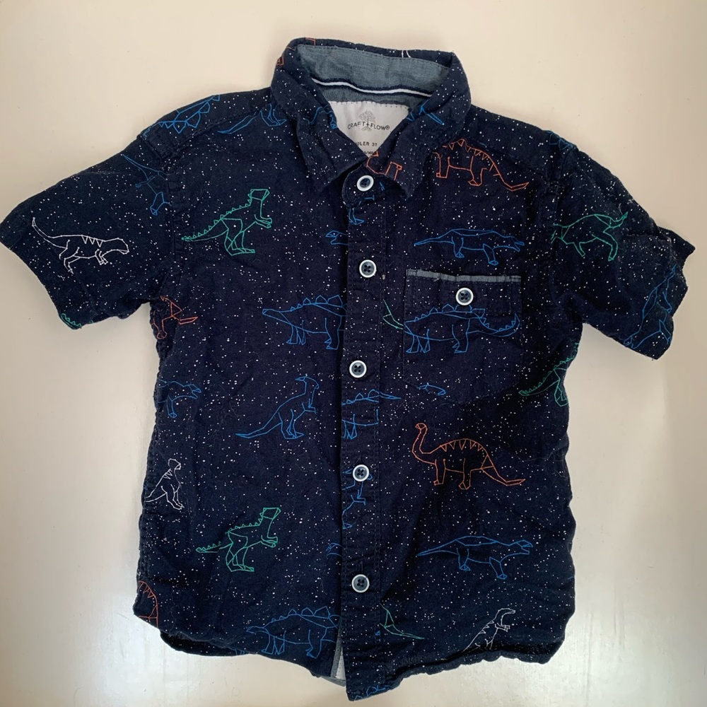 Craftflow navy and white Button Down Shirt with Dinosaur Print